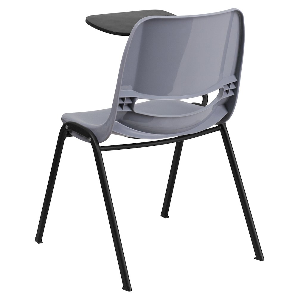 Gray Ergonomic Shell Chair with Right Handed Flip-Up Tablet Arm. Picture 6