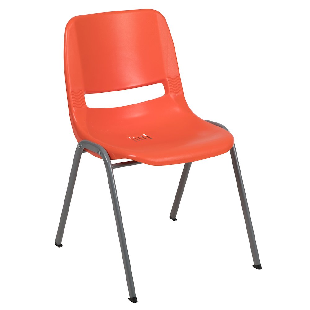 HERCULES Series 880 lb. Capacity Orange Ergonomic Shell Stack Chair with Gray Frame. Picture 1