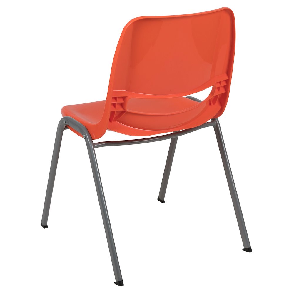 HERCULES Series 880 lb. Capacity Orange Ergonomic Shell Stack Chair with Gray Frame. Picture 4