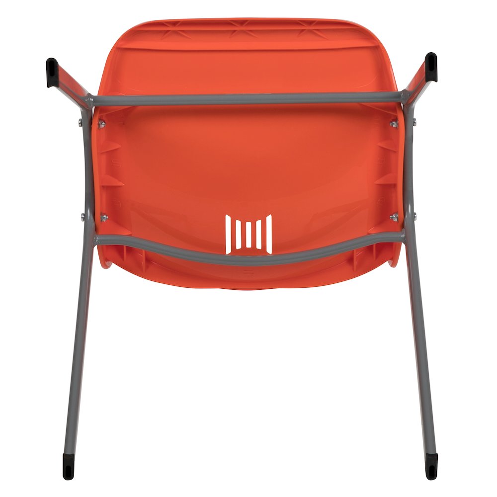 HERCULES Series 880 lb. Capacity Orange Ergonomic Shell Stack Chair with Gray Frame. Picture 10