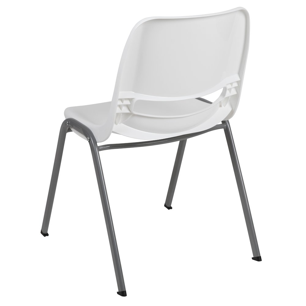 880 lb. Capacity White Ergonomic Shell Stack Chair with Gray Frame. Picture 7