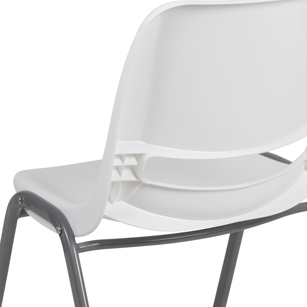 880 lb. Capacity White Ergonomic Shell Stack Chair with Gray Frame. Picture 13