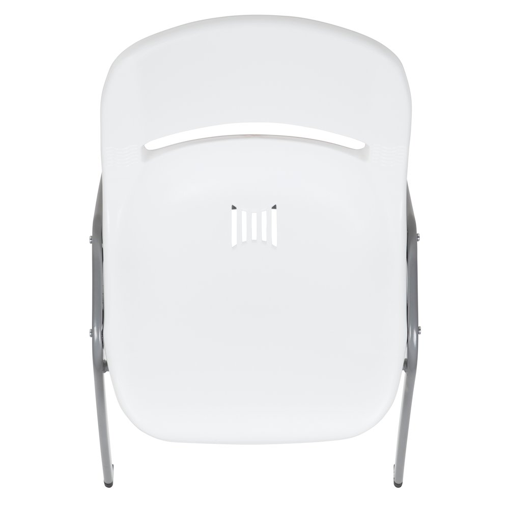 880 lb. Capacity White Ergonomic Shell Stack Chair with Gray Frame. Picture 11