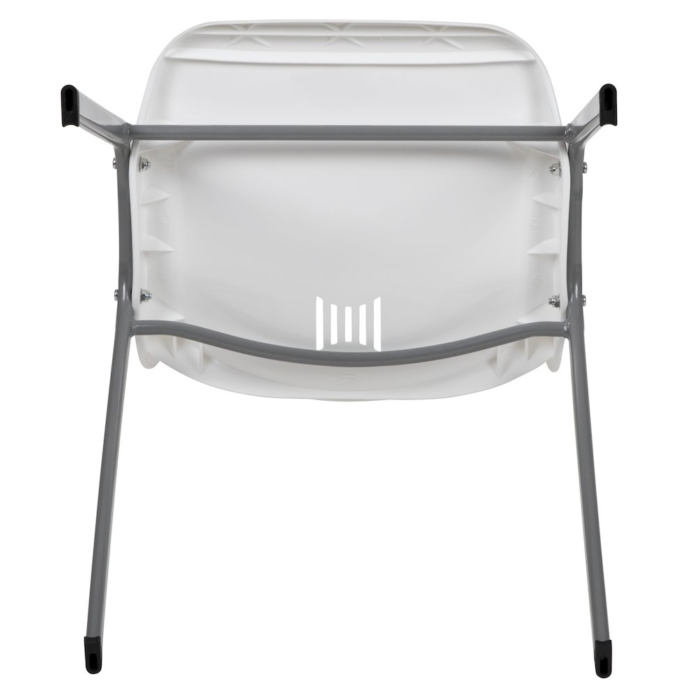 880 lb. Capacity White Ergonomic Shell Stack Chair with Gray Frame. Picture 12