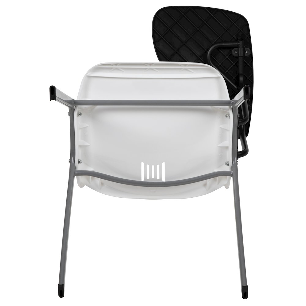 White Ergonomic Shell Chair with Left Handed Flip-Up Tablet Arm. Picture 11