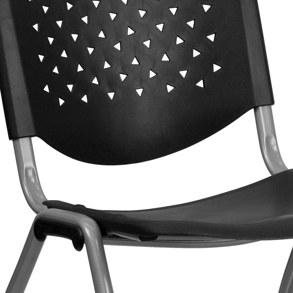 Black Plastic Stack Chair with Titanium Gray Powder Coated Frame. Picture 10