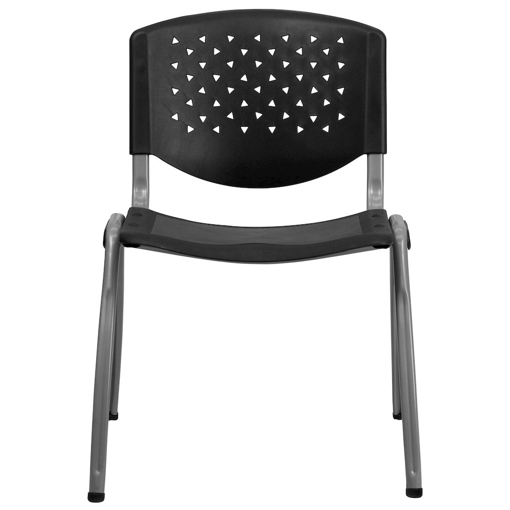 Black Plastic Stack Chair with Titanium Gray Powder Coated Frame. Picture 12