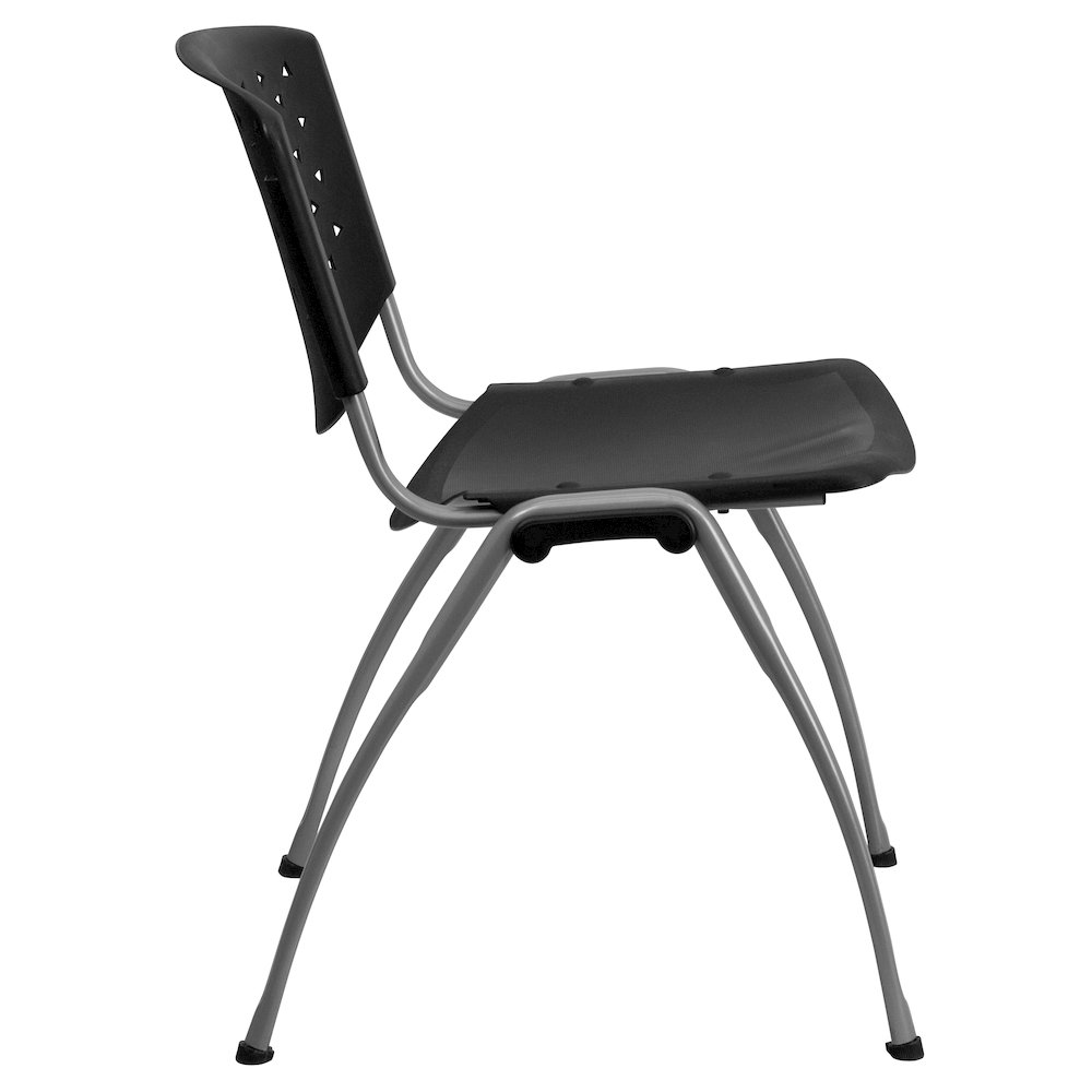 Black Plastic Stack Chair with Titanium Gray Powder Coated Frame. Picture 11