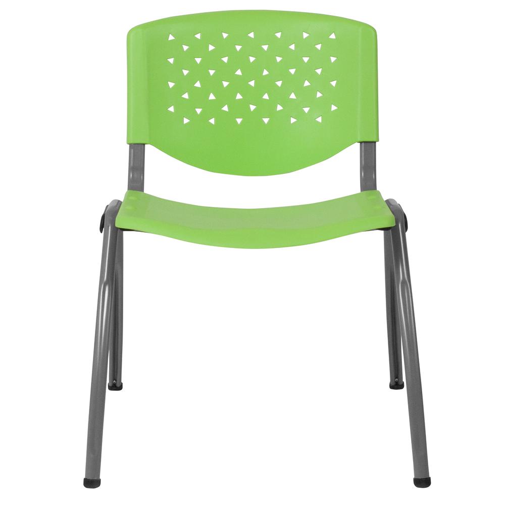 880 lb. Capacity Green Plastic Stack Chair with Titanium Gray Powder Coated Frame. Picture 4