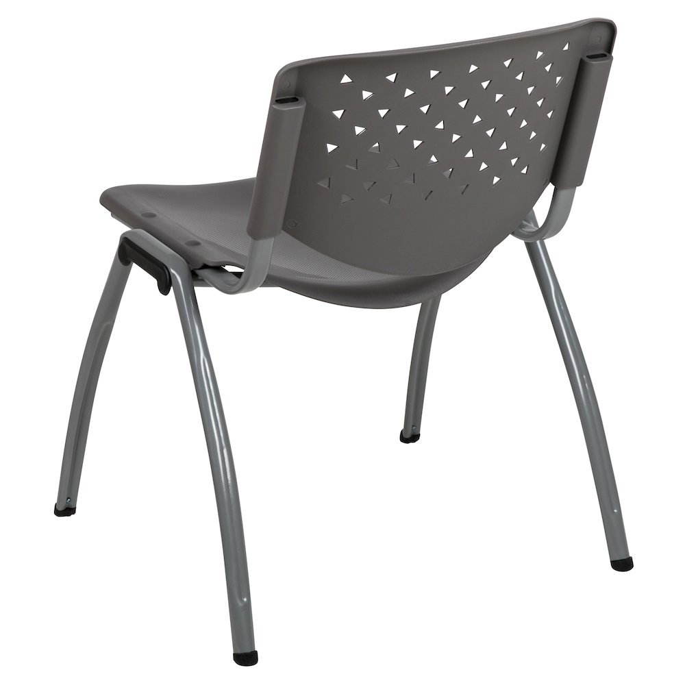 880 lb. Capacity Gray Plastic Stack Chair with Titanium Gray Powder Coated Frame. Picture 9