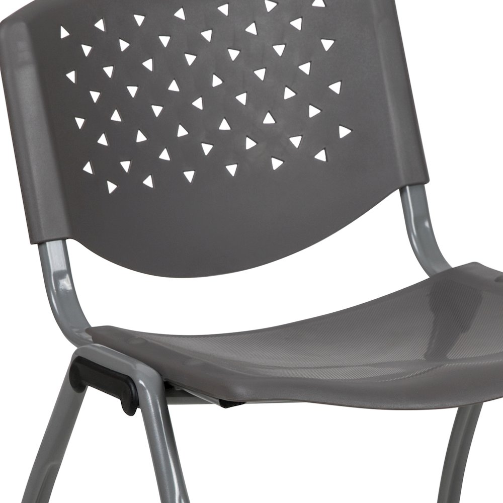 880 lb. Capacity Gray Plastic Stack Chair with Titanium Gray Powder Coated Frame. Picture 10