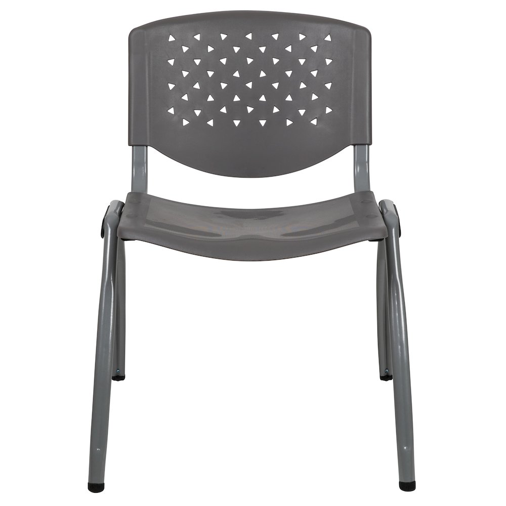 880 lb. Capacity Gray Plastic Stack Chair with Titanium Gray Powder Coated Frame. Picture 12