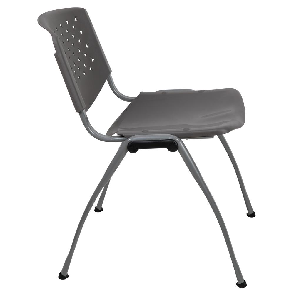 HERCULES Series 880 lb. Capacity Gray Plastic Stack Chair with Titanium Gray Powder Coated Frame. Picture 3