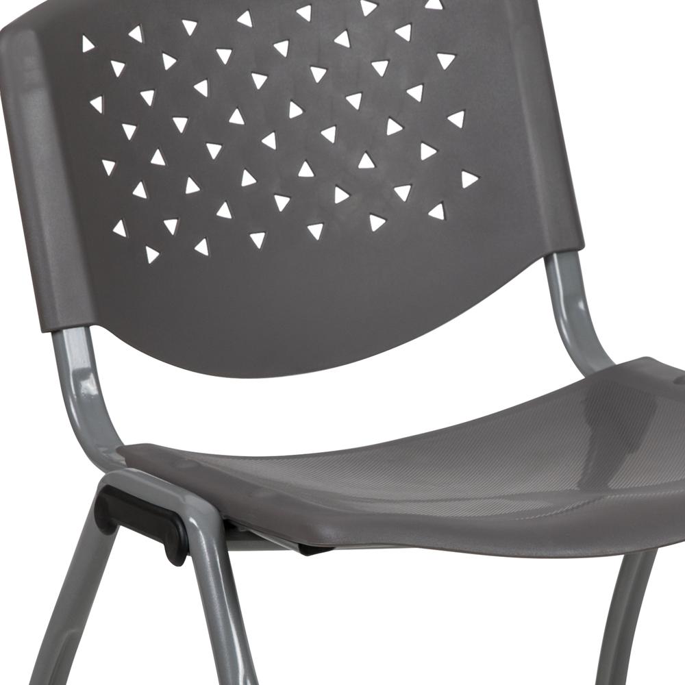 HERCULES Series 880 lb. Capacity Gray Plastic Stack Chair with Titanium Gray Powder Coated Frame. Picture 7