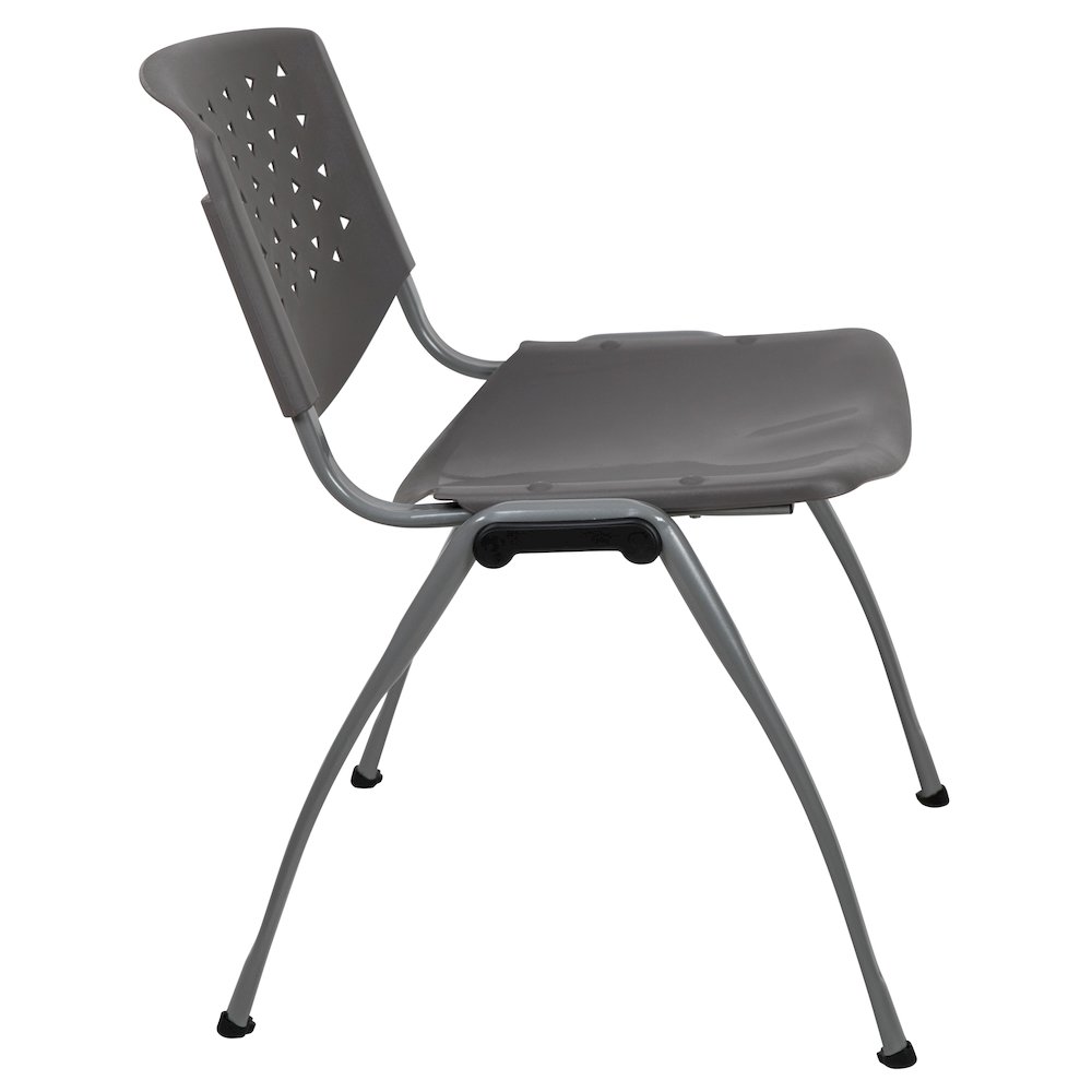 880 lb. Capacity Gray Plastic Stack Chair with Titanium Gray Powder Coated Frame. Picture 11