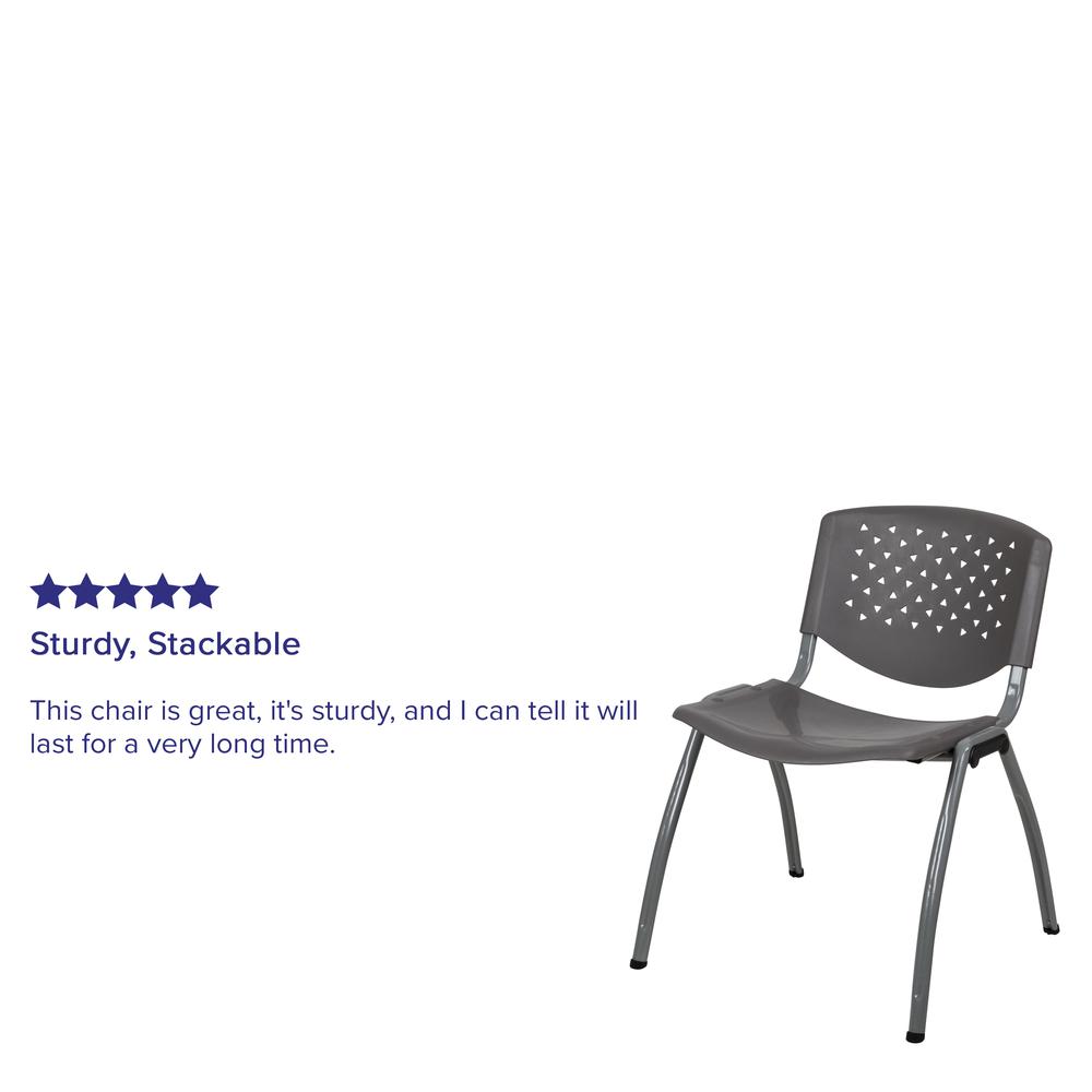 HERCULES Series 880 lb. Capacity Gray Plastic Stack Chair with Titanium Gray Powder Coated Frame. Picture 12