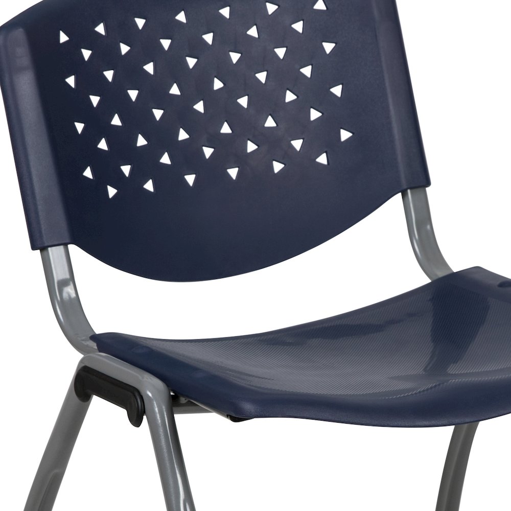 880 lb. Capacity Navy Plastic Stack Chair with Titanium Gray Powder Coated Frame. Picture 10