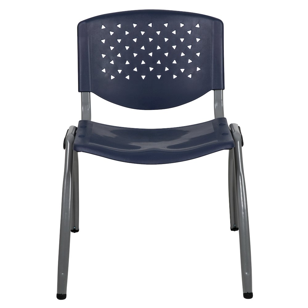 880 lb. Capacity Navy Plastic Stack Chair with Titanium Gray Powder Coated Frame. Picture 12