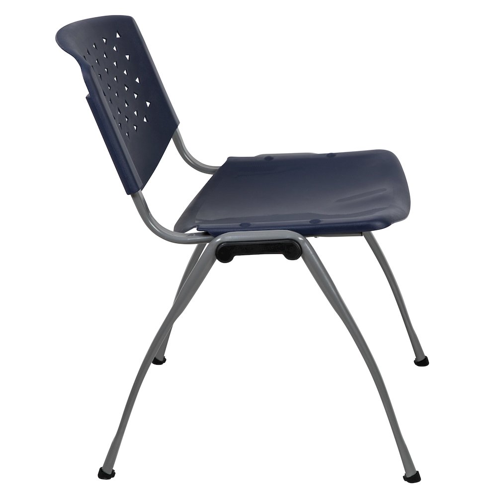 880 lb. Capacity Navy Plastic Stack Chair with Titanium Gray Powder Coated Frame. Picture 11