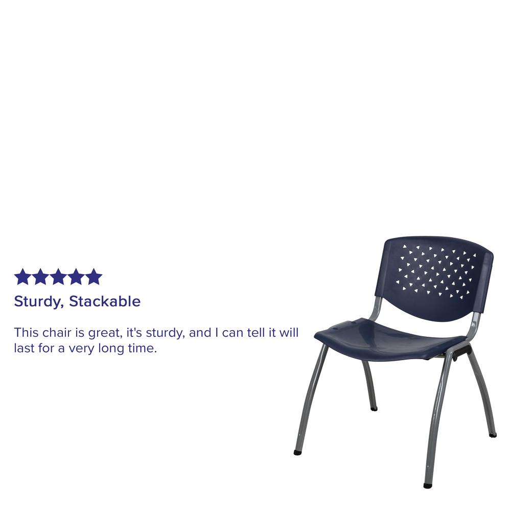 HERCULES Series 880 lb. Capacity Navy Plastic Stack Chair with Titanium Gray Powder Coated Frame. Picture 12