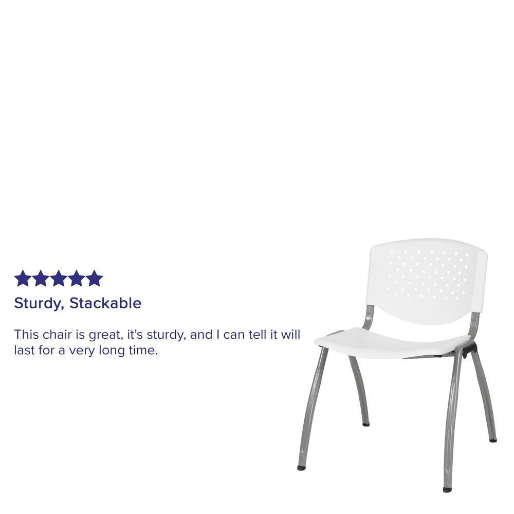 880 lb. Capacity White Plastic Stack Chair with Titanium Gray Powder Coated Frame. Picture 8