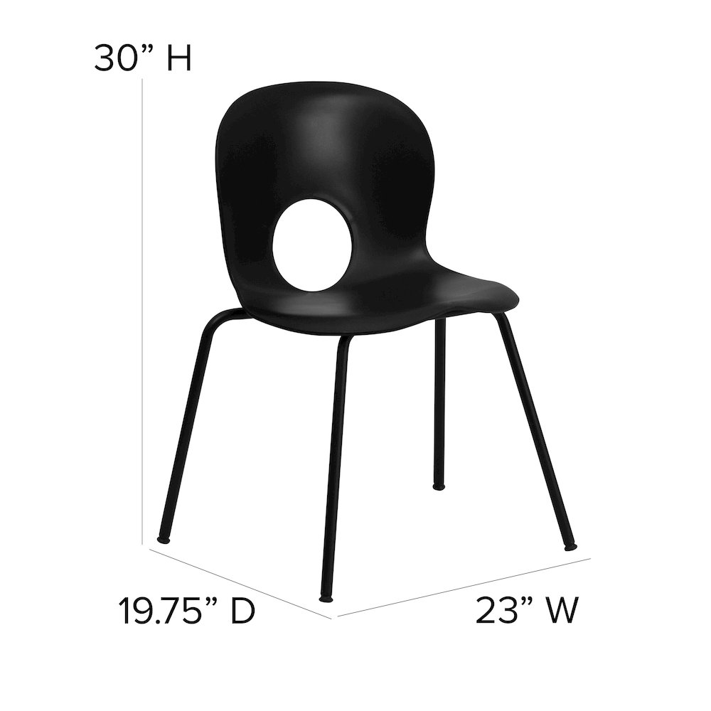 770 lb. Capacity Designer Black Plastic Stack Chair with Black Frame. Picture 6