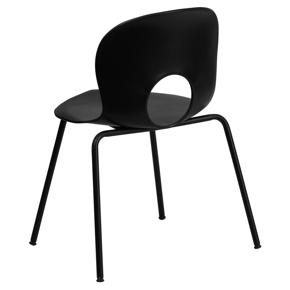 770 lb. Capacity Designer Black Plastic Stack Chair with Black Frame. Picture 3