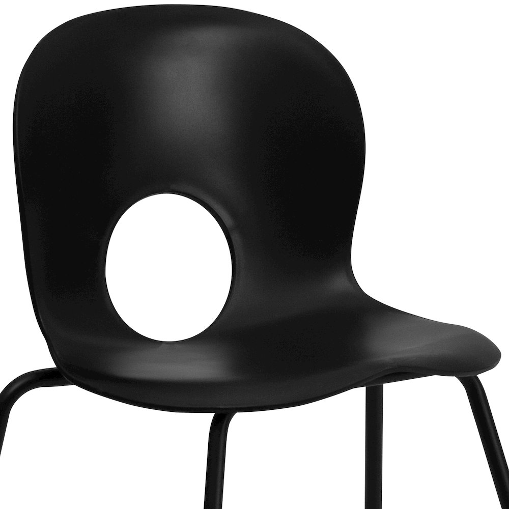 770 lb. Capacity Designer Black Plastic Stack Chair with Black Frame. Picture 8