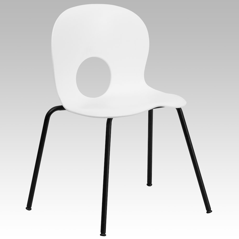 770 lb. Capacity Designer White Plastic Stack Chair with Black Frame. Picture 2