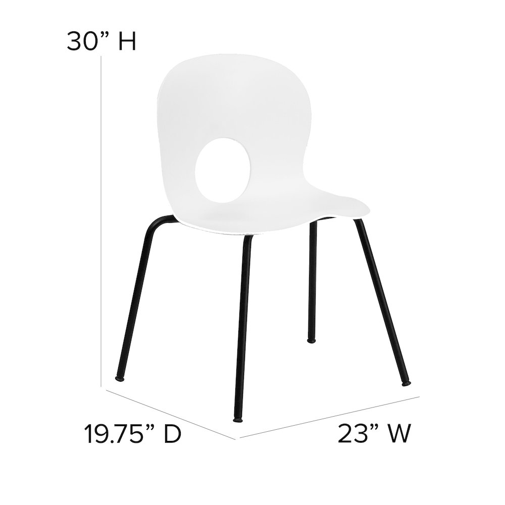 770 lb. Capacity Designer White Plastic Stack Chair with Black Frame. Picture 1