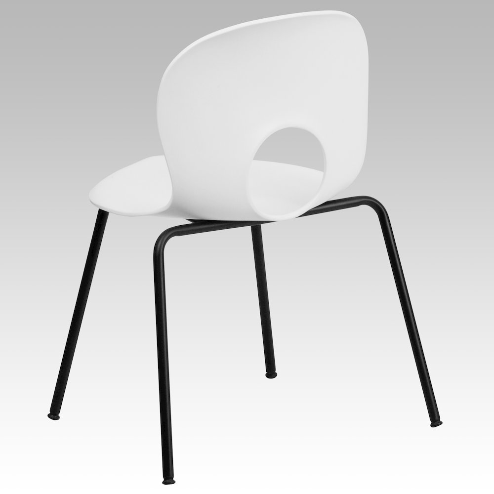 770 lb. Capacity Designer White Plastic Stack Chair with Black Frame. Picture 7