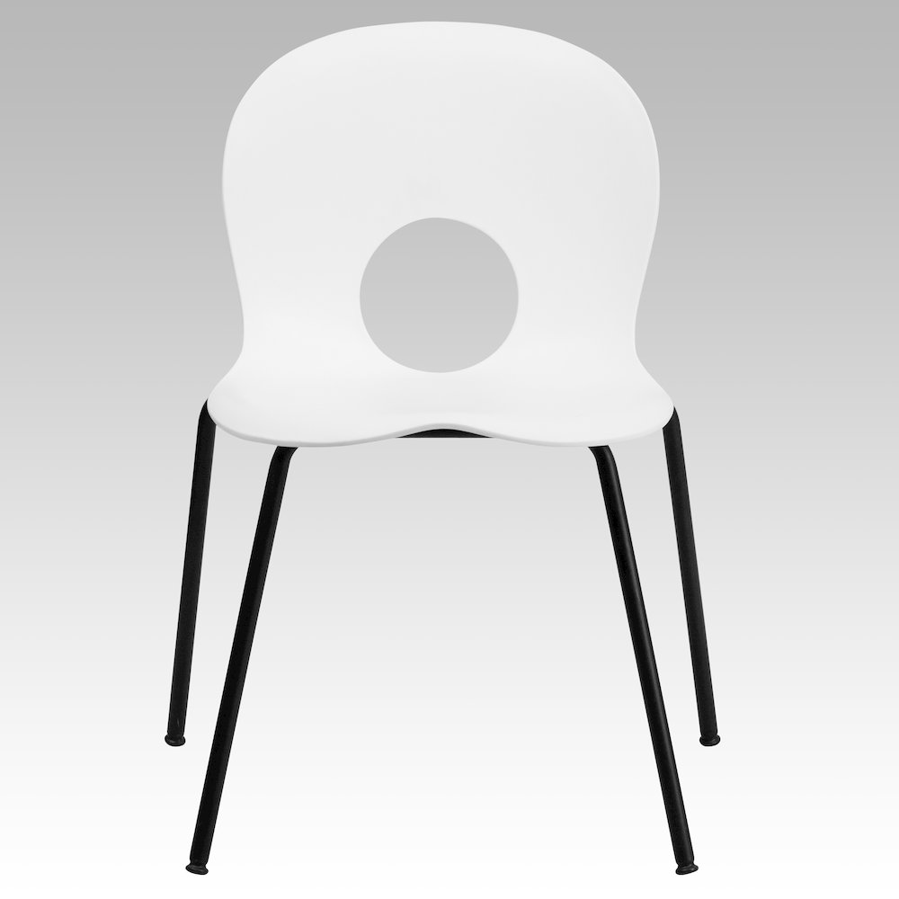 770 lb. Capacity Designer White Plastic Stack Chair with Black Frame. Picture 10