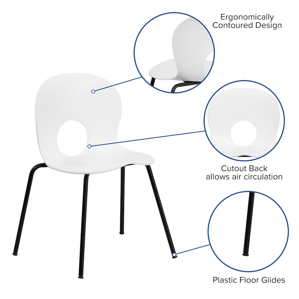 770 lb. Capacity Designer White Plastic Stack Chair with Black Frame. Picture 6