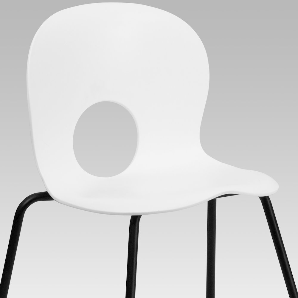 770 lb. Capacity Designer White Plastic Stack Chair with Black Frame. Picture 8