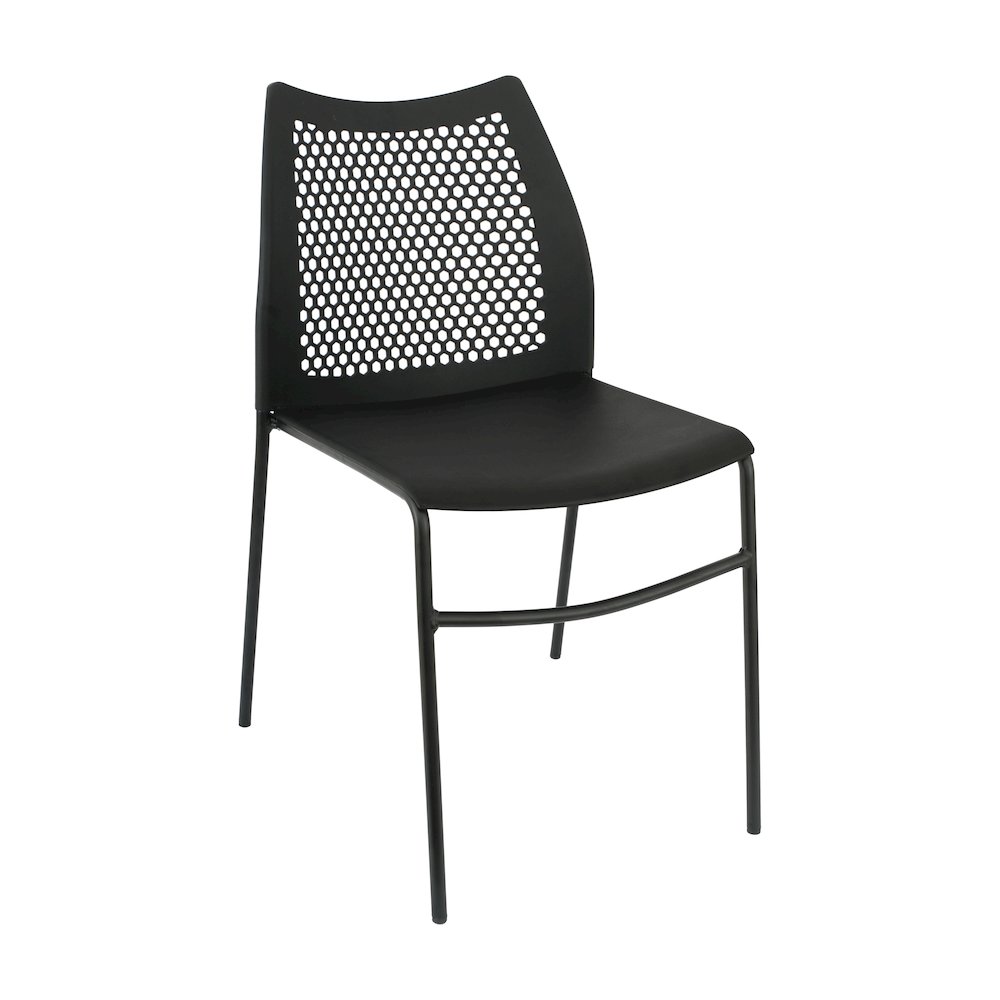 Black Stack Chair with Air-Vent Back, Non-Sled Base. Picture 1