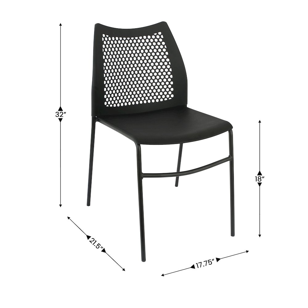 Black Stack Chair with Air-Vent Back, Non-Sled Base. Picture 4