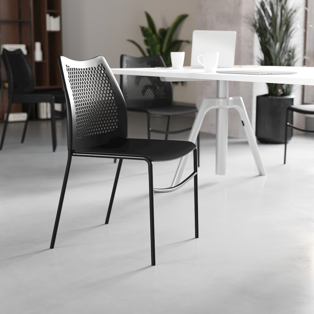 Black Stack Chair with Air-Vent Back, Non-Sled Base. Picture 3