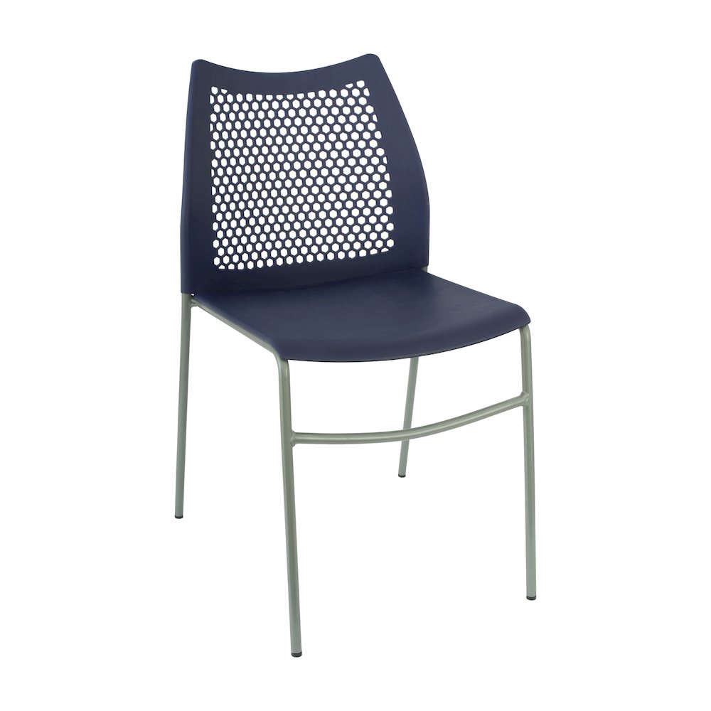Navy Stack Chair with Air-Vent Back, Non-Sled Base. Picture 1