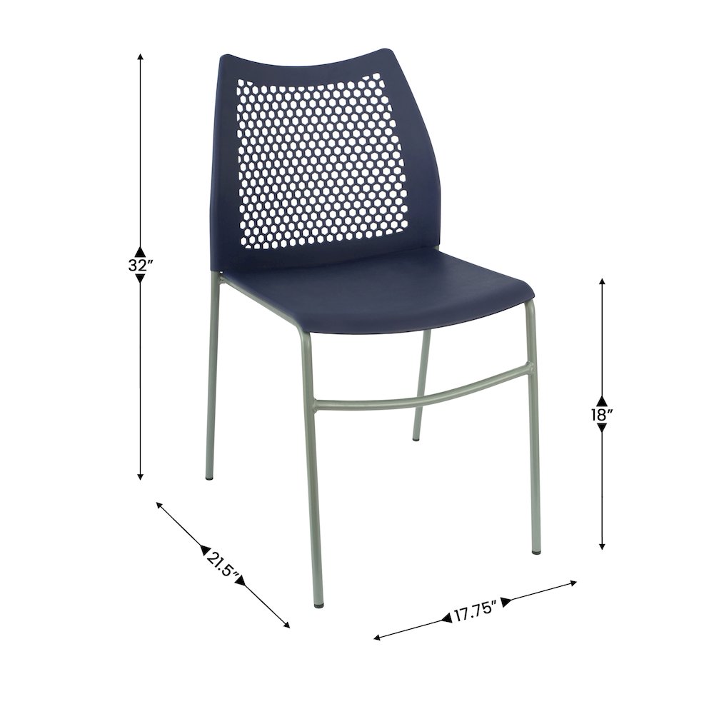Navy Stack Chair with Air-Vent Back, Non-Sled Base. Picture 4