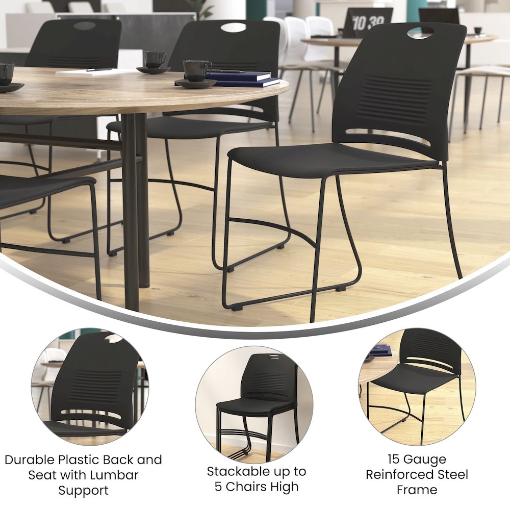Modern Commercial Grade Contoured Stack Chair with Sled Base. Picture 4