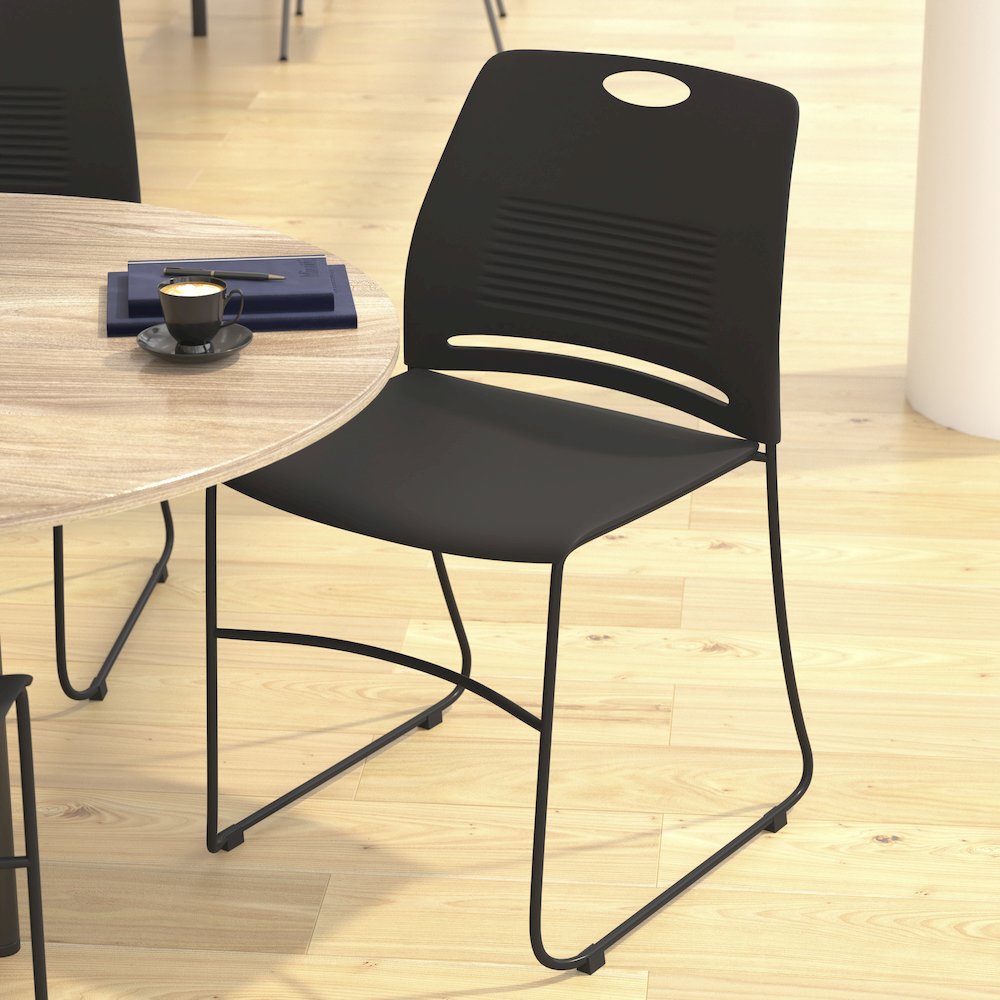Modern Commercial Grade Contoured Stack Chair with Sled Base. Picture 6