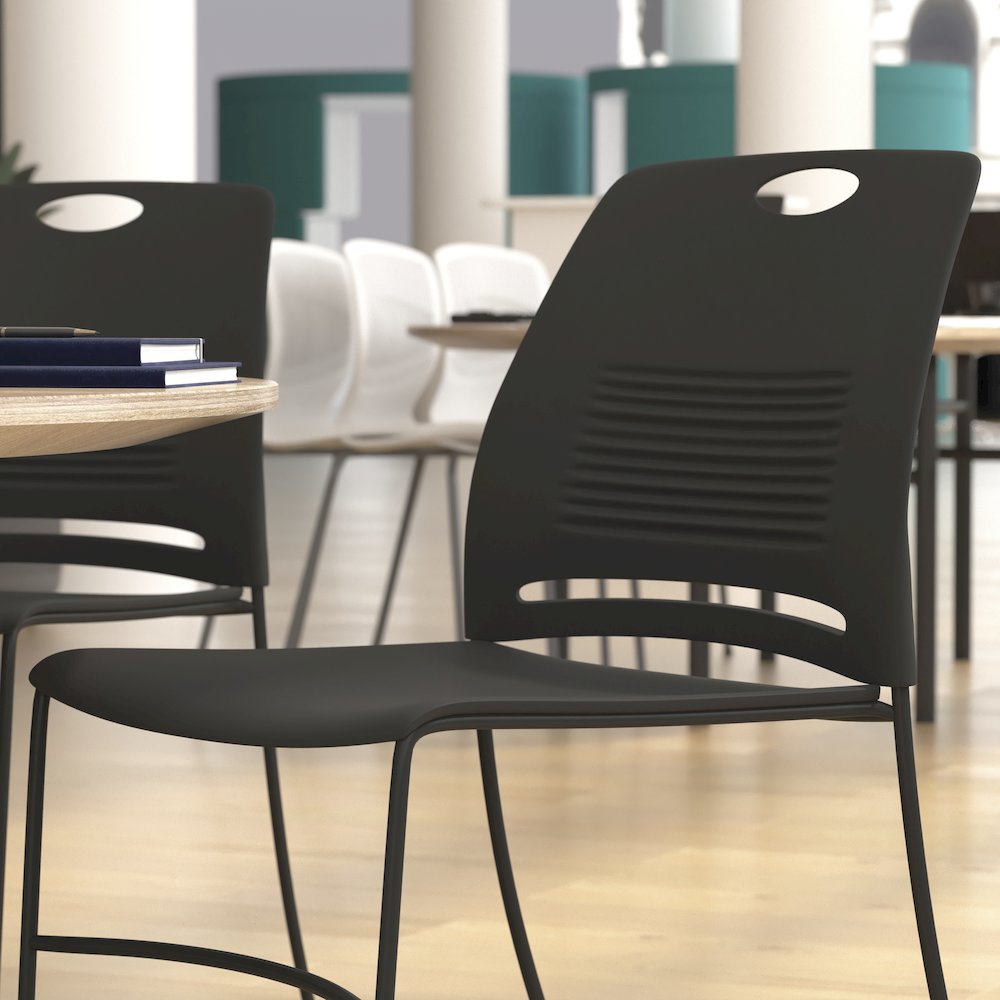 Modern Commercial Grade Contoured Stack Chair with Sled Base. Picture 7