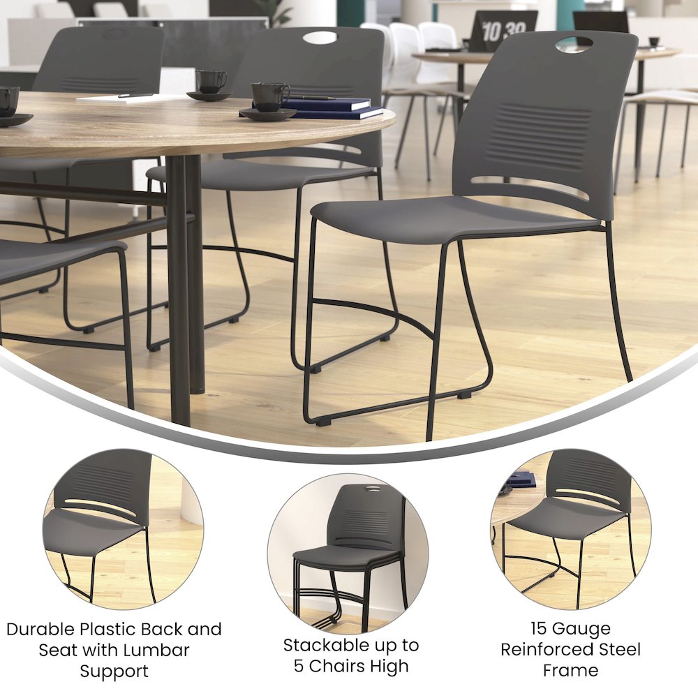Modern Commercial Grade Contoured Stack Chair with Sled Base. Picture 4