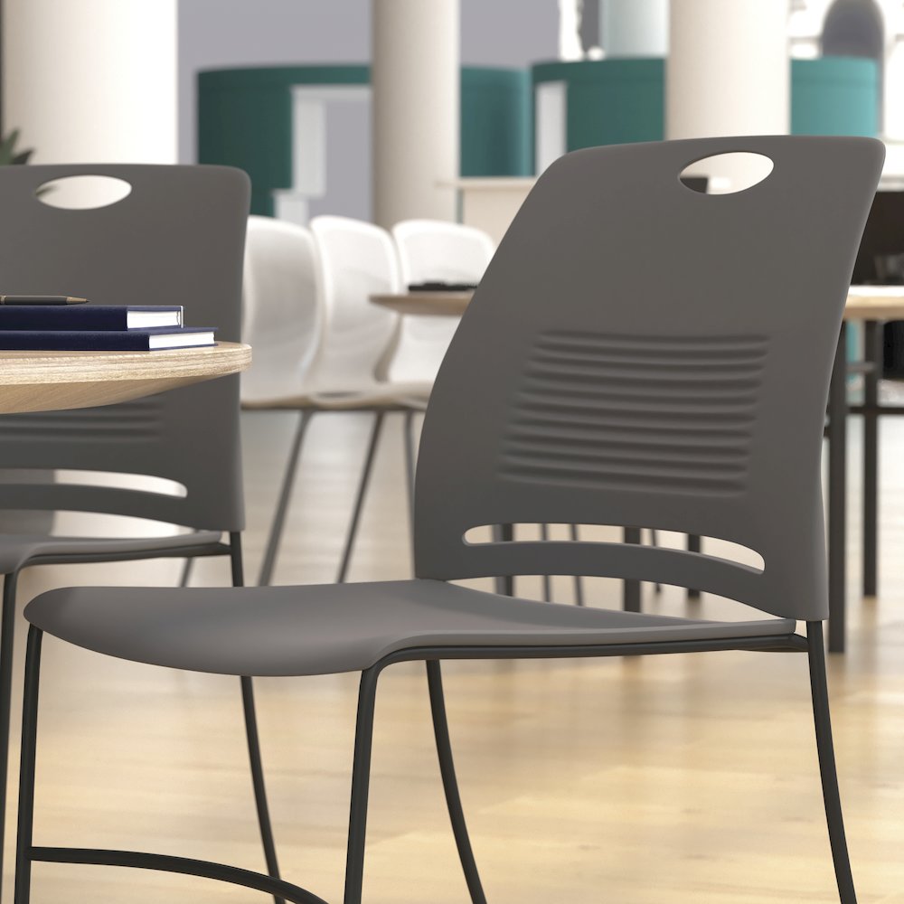Modern Commercial Grade Contoured Stack Chair with Sled Base. Picture 6