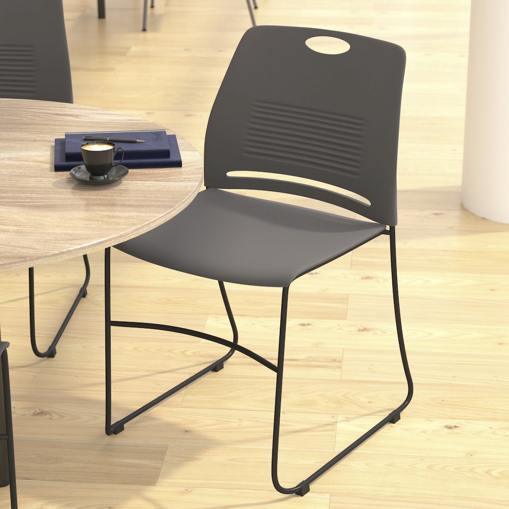 Modern Commercial Grade Contoured Stack Chair with Sled Base. Picture 7