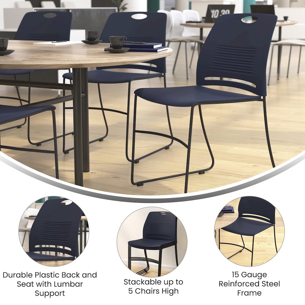 Modern Commercial Grade Contoured Stack Chair with Sled Base. Picture 4