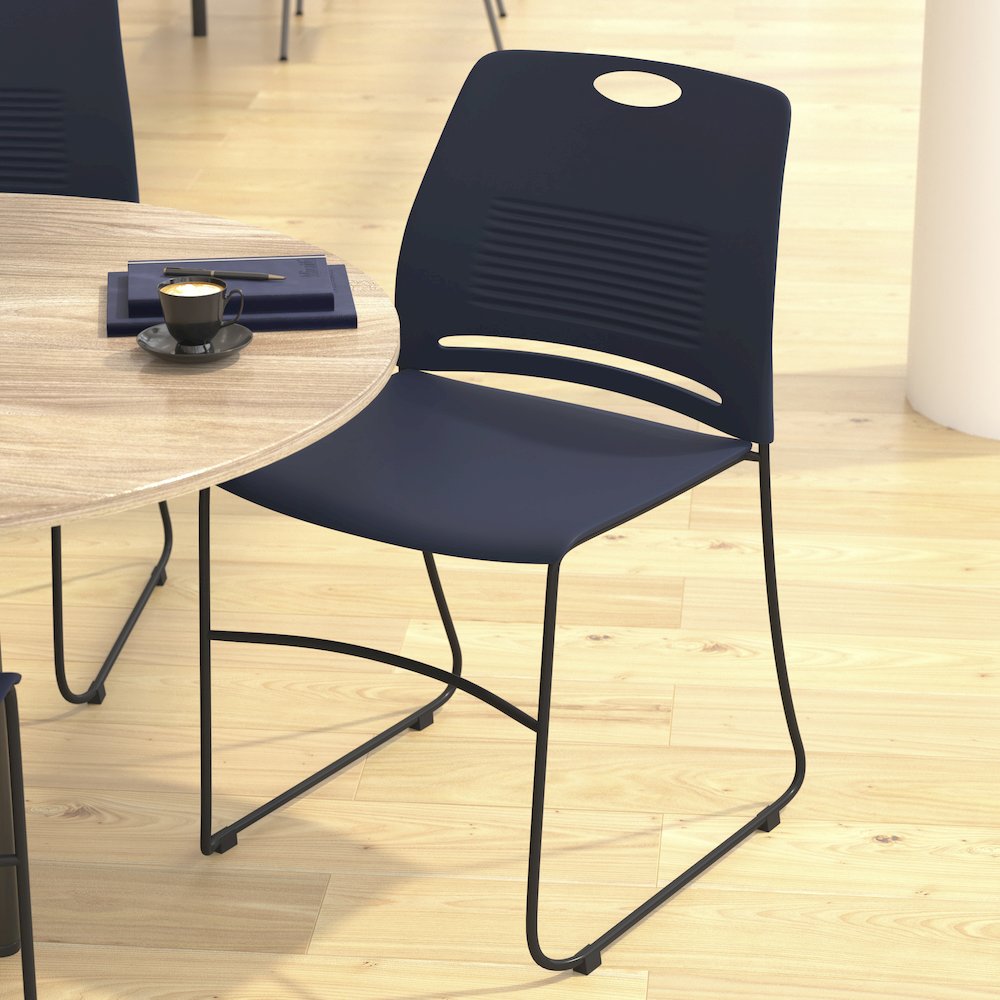 Modern Commercial Grade Contoured Stack Chair with Sled Base. Picture 6