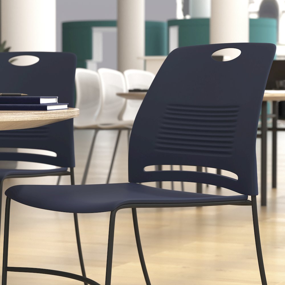 Modern Commercial Grade Contoured Stack Chair with Sled Base. Picture 7