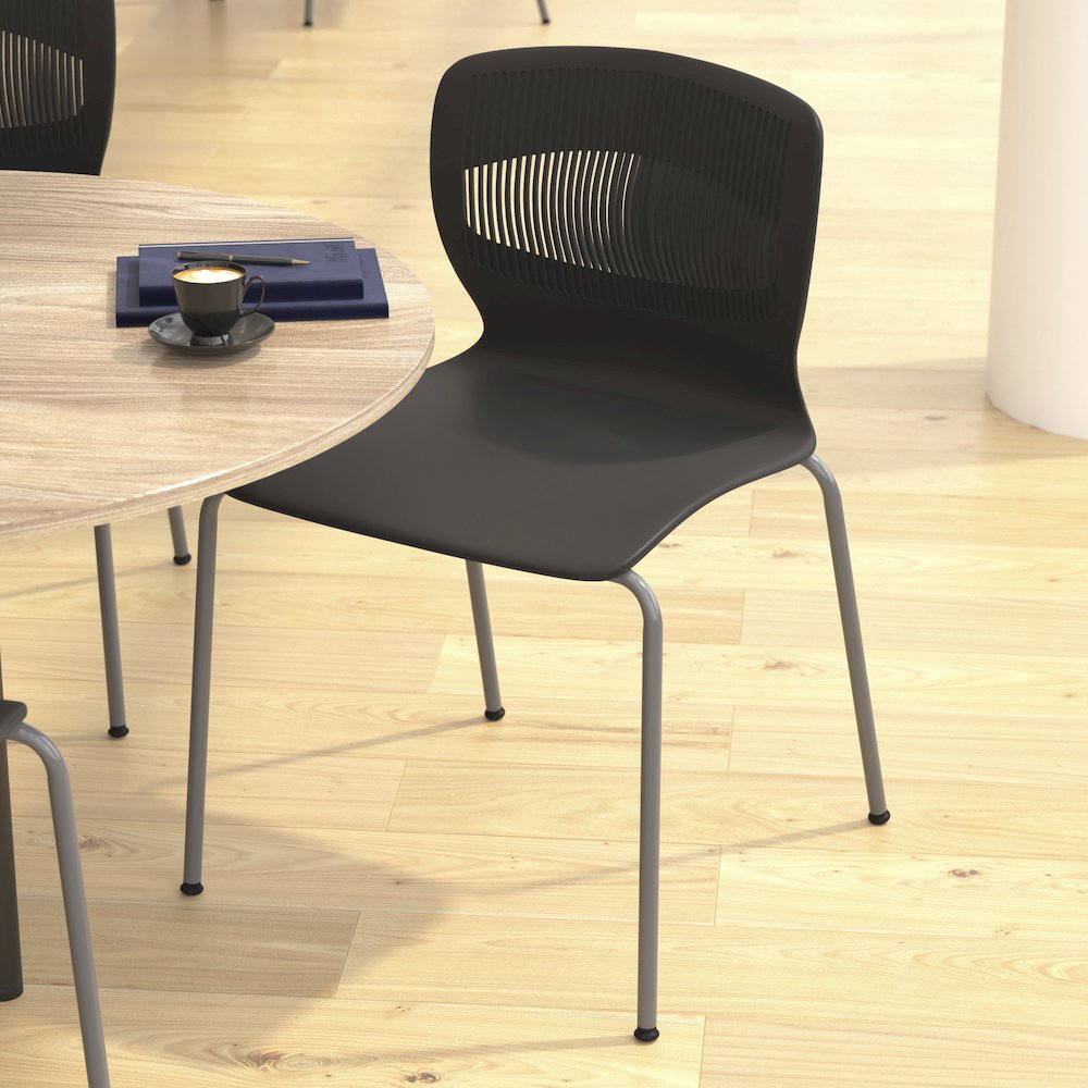Modern Commercial Grade Stacking Chair with Lumbar Support. Picture 6