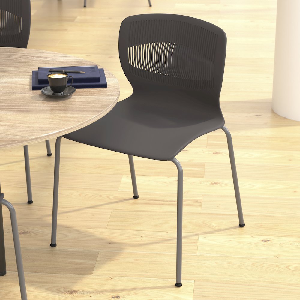 Modern Commercial Grade Stacking Chair with Lumbar Support. Picture 6